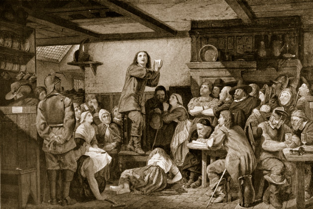 George Fox bir meyhanede vaaz veriyor, c.1650 by Edward Henry Wehnert