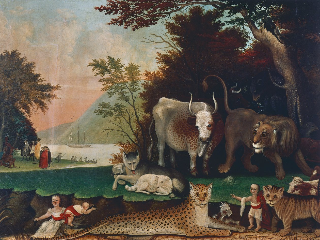 Peaceable Kingdom, Ca 1848, Boyama Edward Hicks (1780-1849), Tuval üzerine yağlı boya, 60.6x81 cm, ABD by Edward Hicks