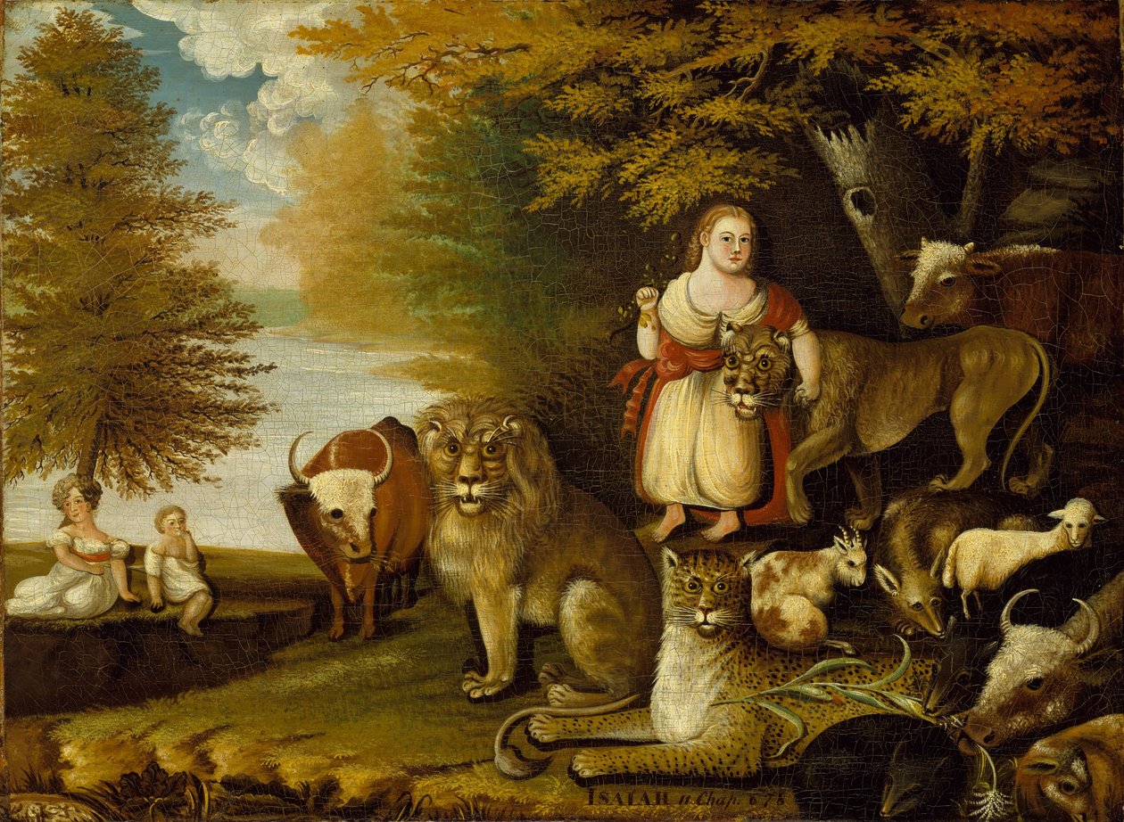 Peaceable Kingdom, 1830-32 dolayları (tuval üzerine yağlı boya) by Edward Hicks