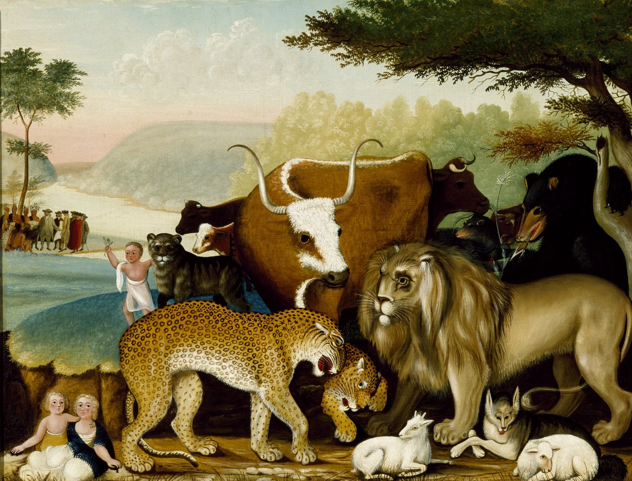 Barışçıl Krallık, c.1846-47 (tuval üzerine yağlı boya) by Edward Hicks