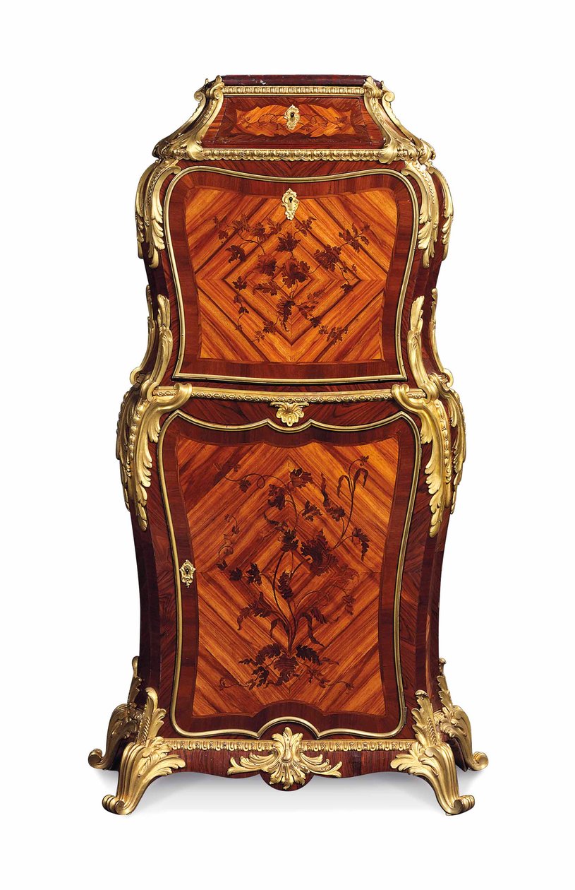 Petit secretaire abattant, 1860 dolayları (kral ağacı, lale ağacı ve amaranth kakma ile ormolu) by Edward Holmes Baldock
