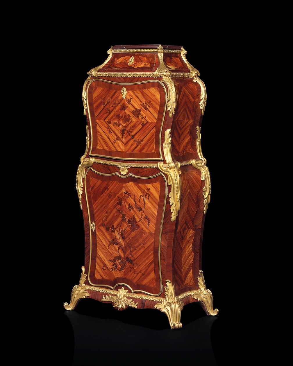 Petit secretaire abattant, 1860 dolayları (kral ağacı, lale ağacı ve amaranth kakma ile ormolu) by Edward Holmes Baldock