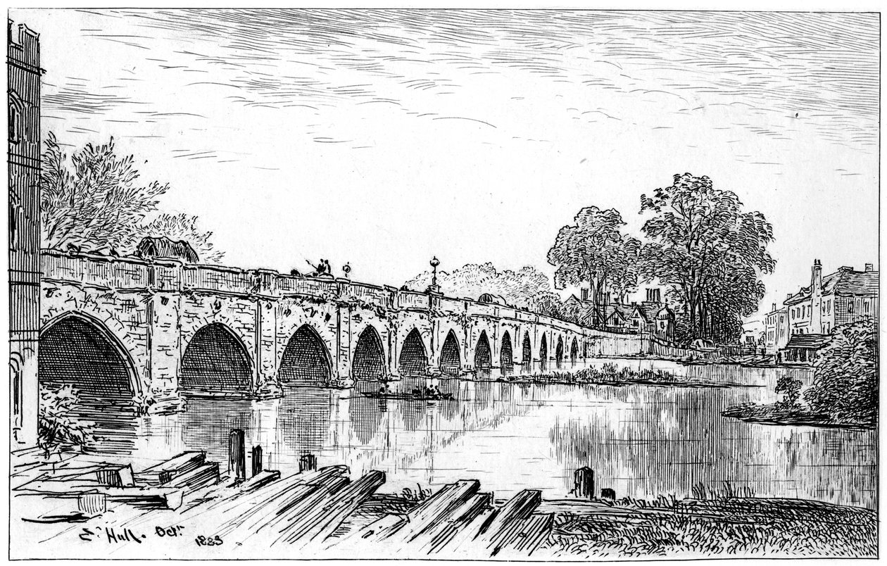Stratford köprüsü, Stratford-upon-Avon, Warwickshire, 1885. by Edward Hull