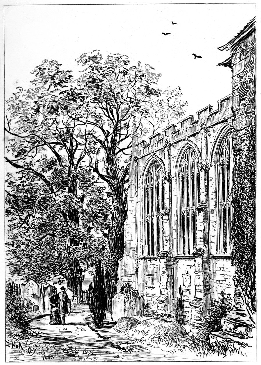 Stratford kilisesi, Stratford-upon-Avon, Warwickshire, 1885. by Edward Hull