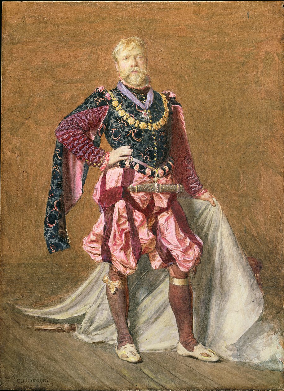Sanatçının Elizabeth dönemi elbiseli otoportresi, 1887 (wc) by Edward John Gregory