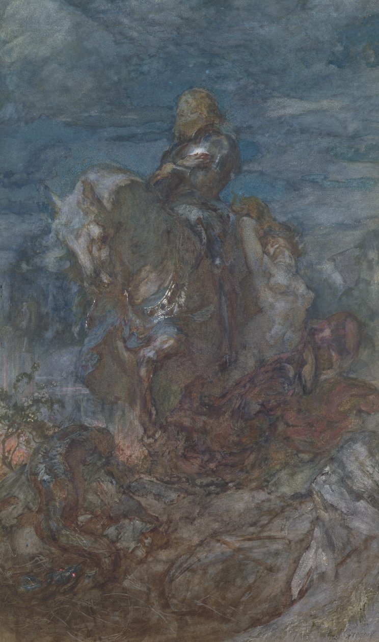 Sir Galahad (kağıt üzerinde wc ve guaş) by Edward John Gregory