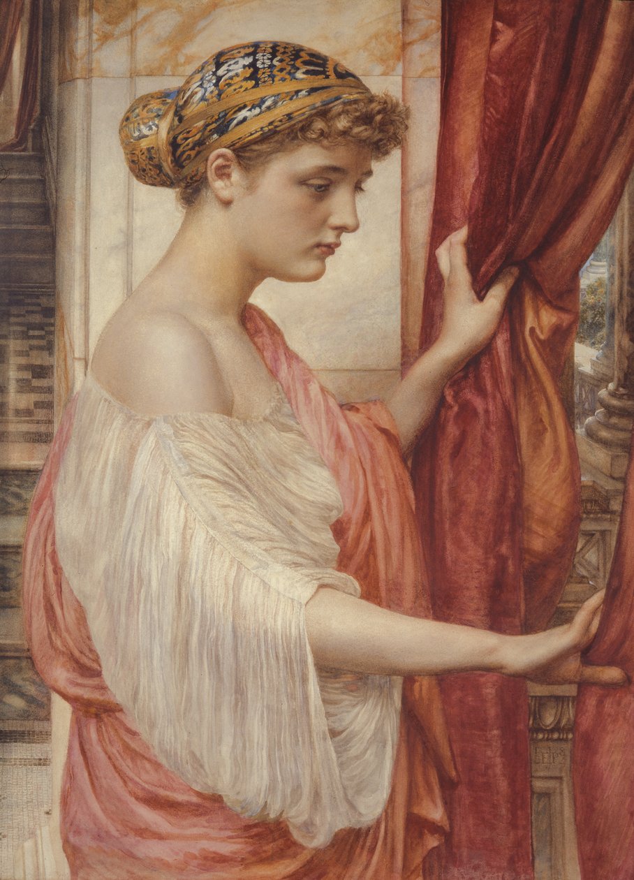 Pencerede, 1884 (kağıt üzerinde wc) by Edward John Poynter