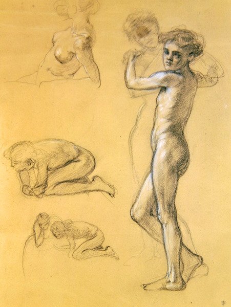 Boş Korkular için Çalışma (III), 1893 (kağıt üzerinde tebeşir) by Edward John Poynter