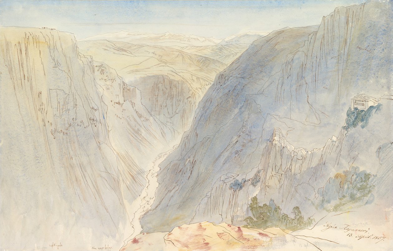 Agia Paraskevi, Epir, Greeke, 13 Nisan 1857. by Edward Lear