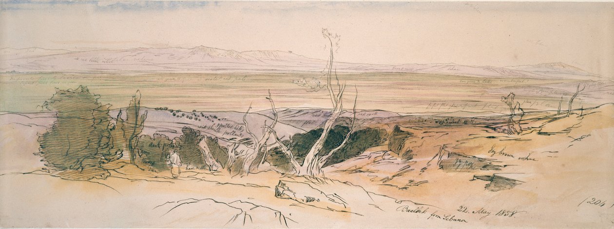 Lübnanlı Baalbek, 1858. by Edward Lear