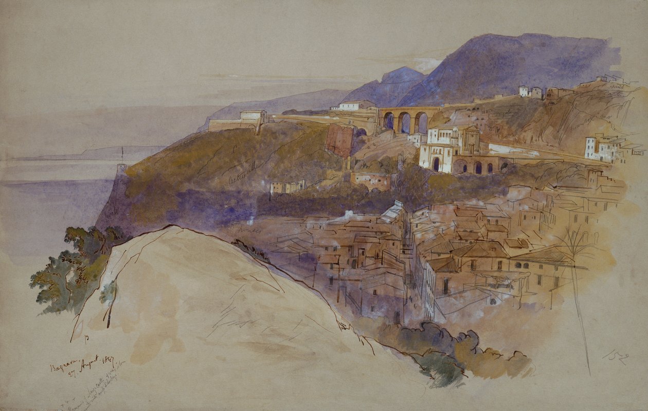 Messina Boğazı üzerinde Bagnara by Edward Lear