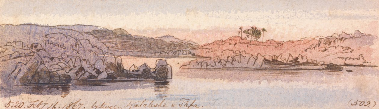 Kalabshee ve Tafa arasında, 17:20, 16 Şubat 1867 (502) by Edward Lear