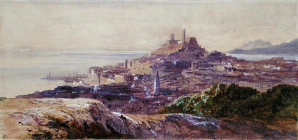 Cannes (kağıt üzerine sulu boya) by Edward Lear