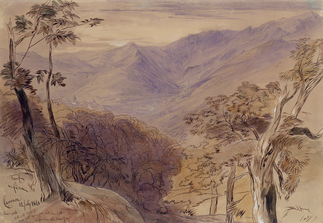 Carrara, 1861 (kağıt üzerine kalem, kurşun kalem, mürekkep ve wc) by Edward Lear