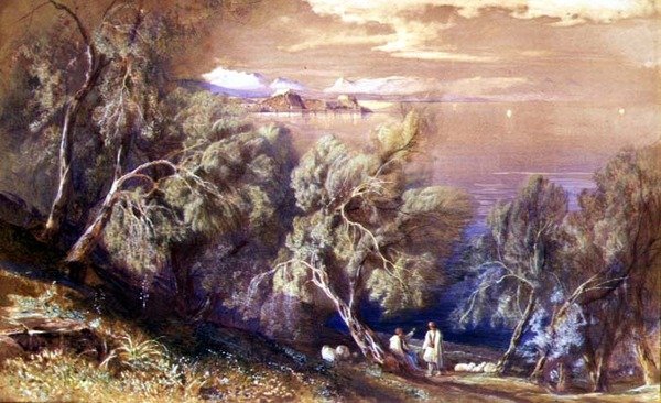 Analipsis Köyü yukarıdan Korfu by Edward Lear