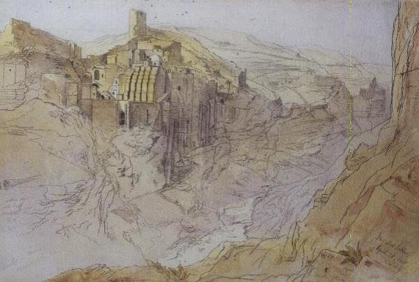 Dar Mar Sabbas, Filistin by Edward Lear