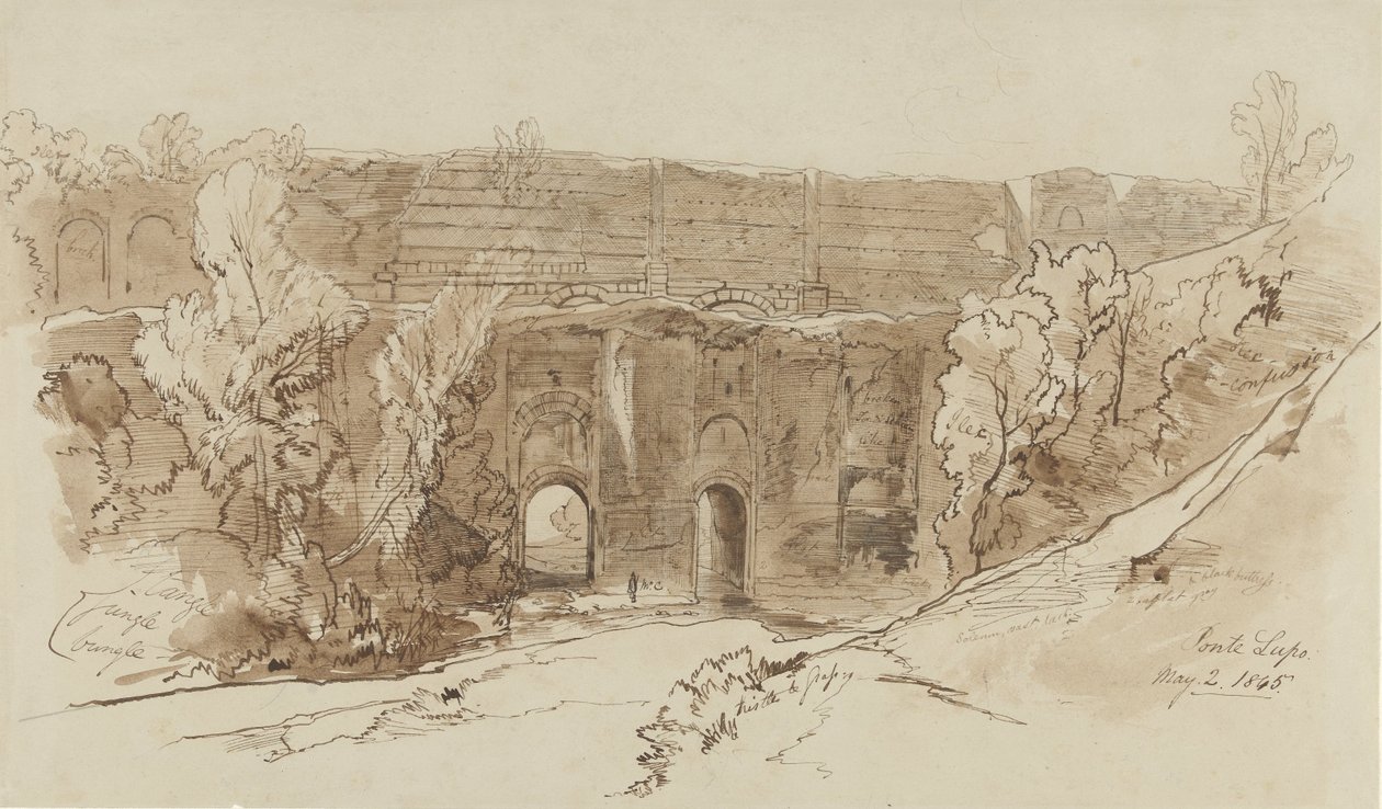 Ponte Lupo'nun görünümü (Tivoli yakınında) by Edward Lear