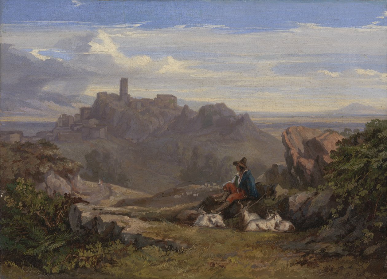 Keçi Çobanlı Manzara, 1842 dolayları by Edward Lear