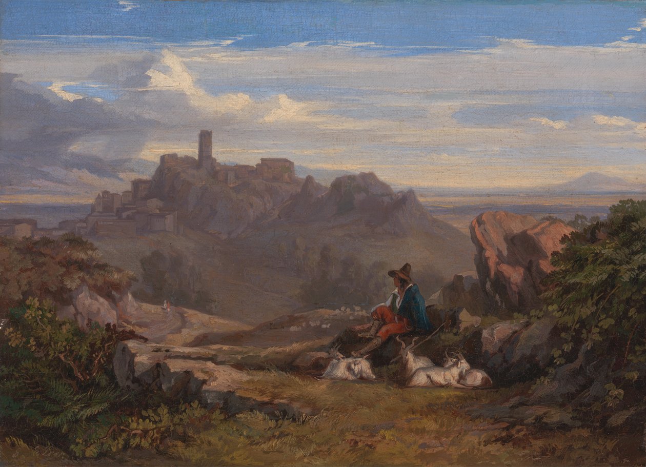 Keçi çobanı ile manzara, ca. 1842. by Edward Lear