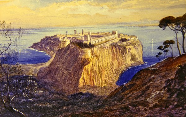 Monako (kağıt üzerine sulu boya ve guaj boya) by Edward Lear