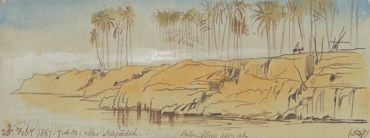 Negadeh yakınlarında. 07:00, 25 Şubat 1867 (547) by Edward Lear
