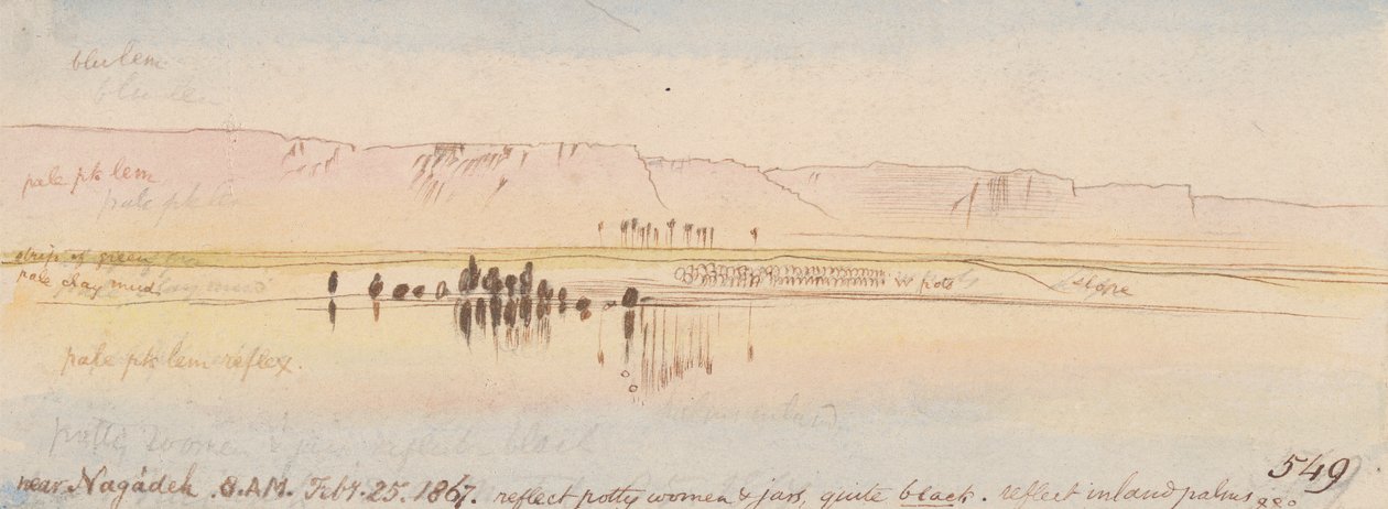 Negadeh yakınlarında; 25 Şubat 1867 08:00 (549) by Edward Lear