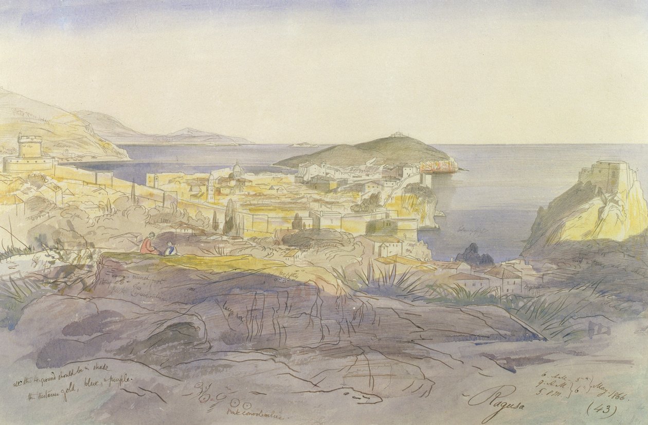 Ragusa (Dubrovnik), 5-6 Mayıs 1866 (kağıt üzerine kalem, mürekkep ve wc) by Edward Lear