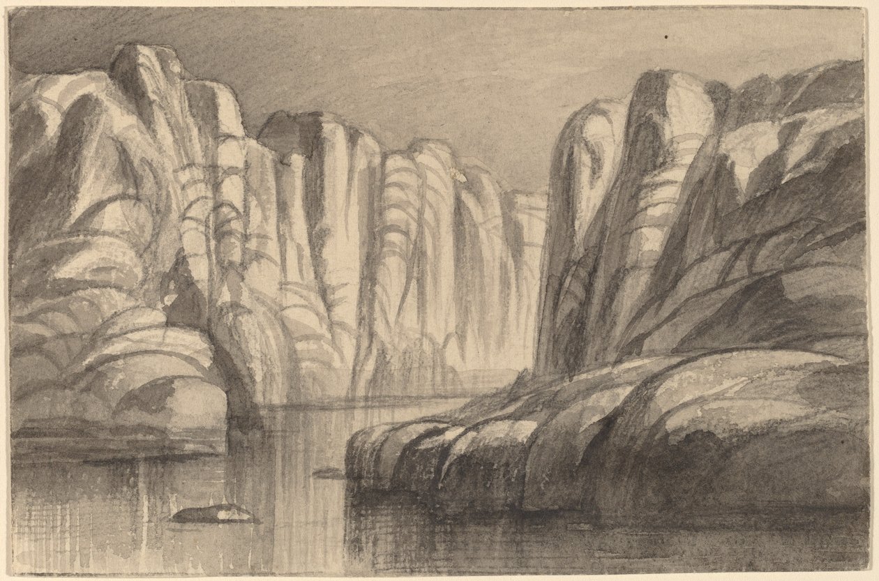 Bir Kaya Oluşumunda Dolanan Nehir (Philae, Mısır) by Edward Lear