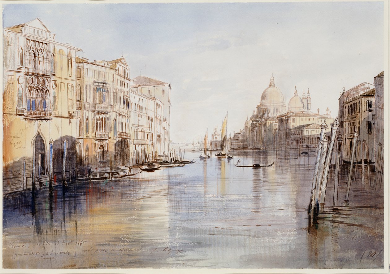 Büyük Kanal, Santa Maria Della Selamı ile, Venedik, İtalya, 1865 by Edward Lear