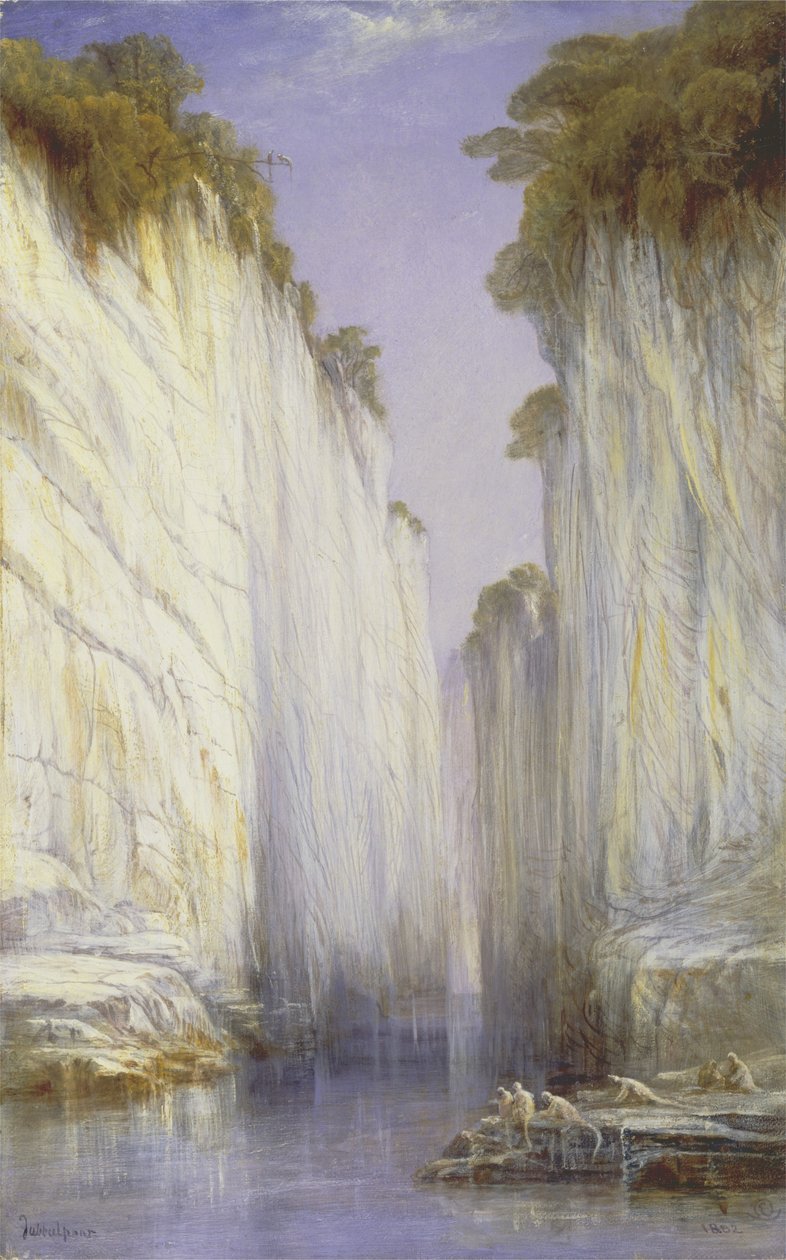 Mermer Kayalar - Nerbudda Jubbolpore (tuval üzerine yağlı boya) by Edward Lear