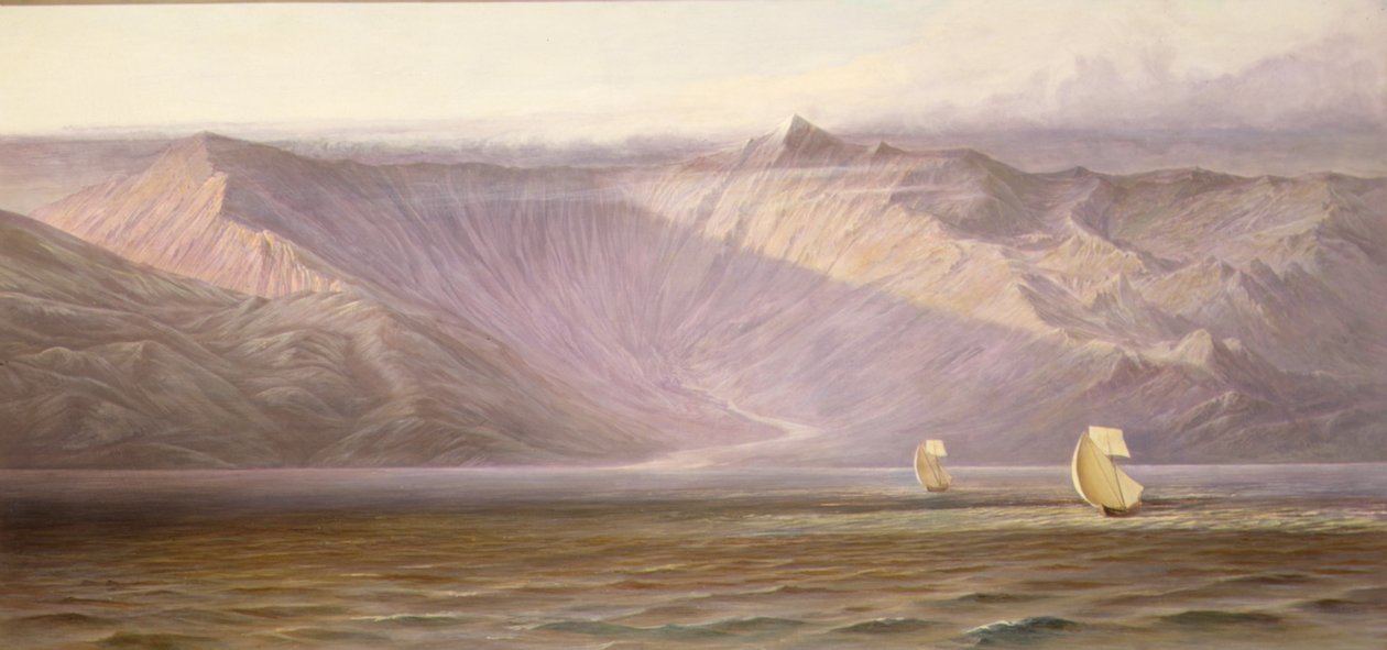 Geniş Akrokeraunian Surları, Arnavutluk Sahili (tuval üzerine yağlı boya) by Edward Lear