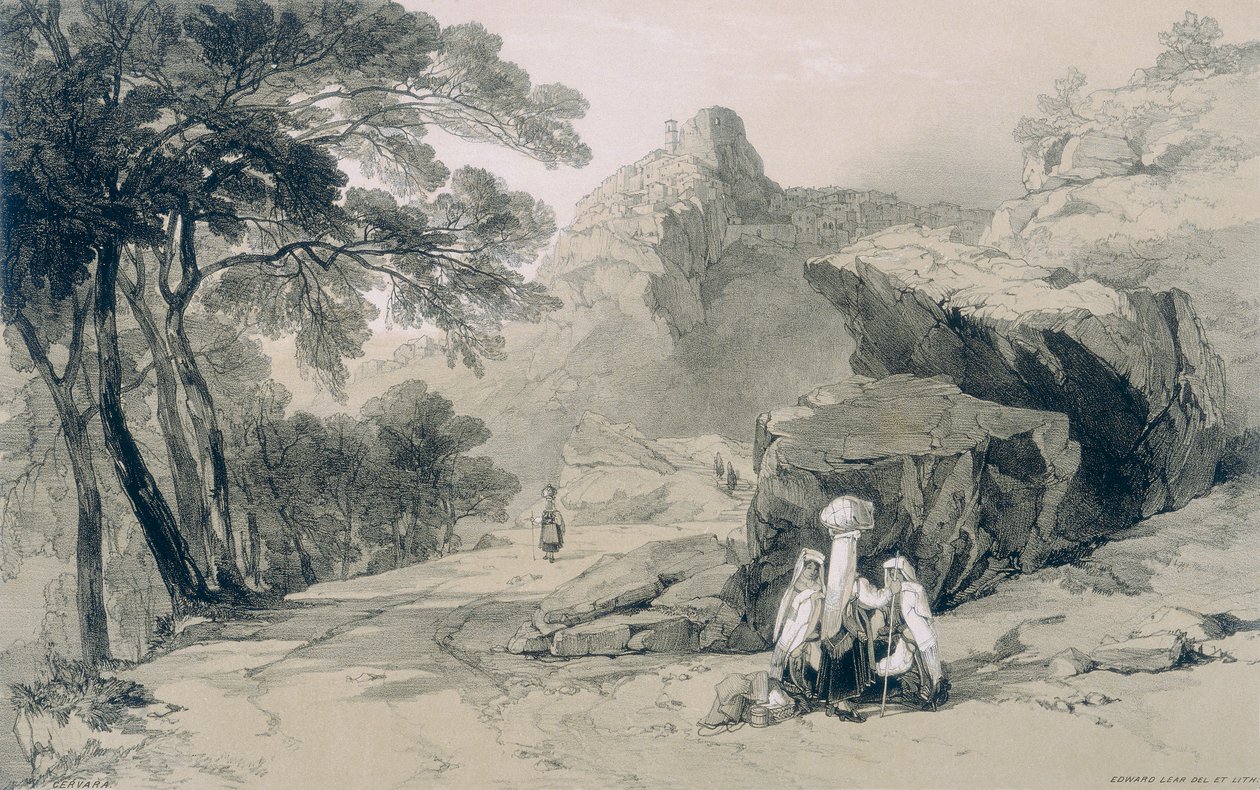 Roma ve çevresinden manzaralar: Subiaco semtindeki Cervara by Edward Lear