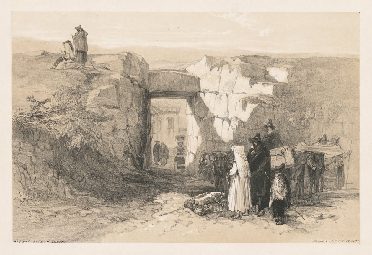 Roma ve Çevresi Manzaraları: Alatri Antik Kapısı by Edward Lear