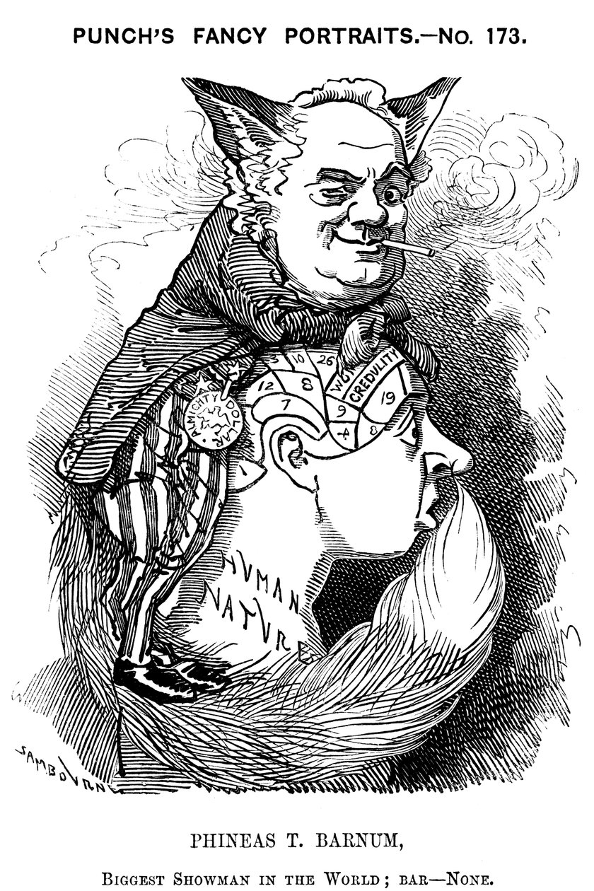 Phineas Taylor Barnum 1810-1891, Amerikalı şovmen, 1884 by Edward Linley Sambourne