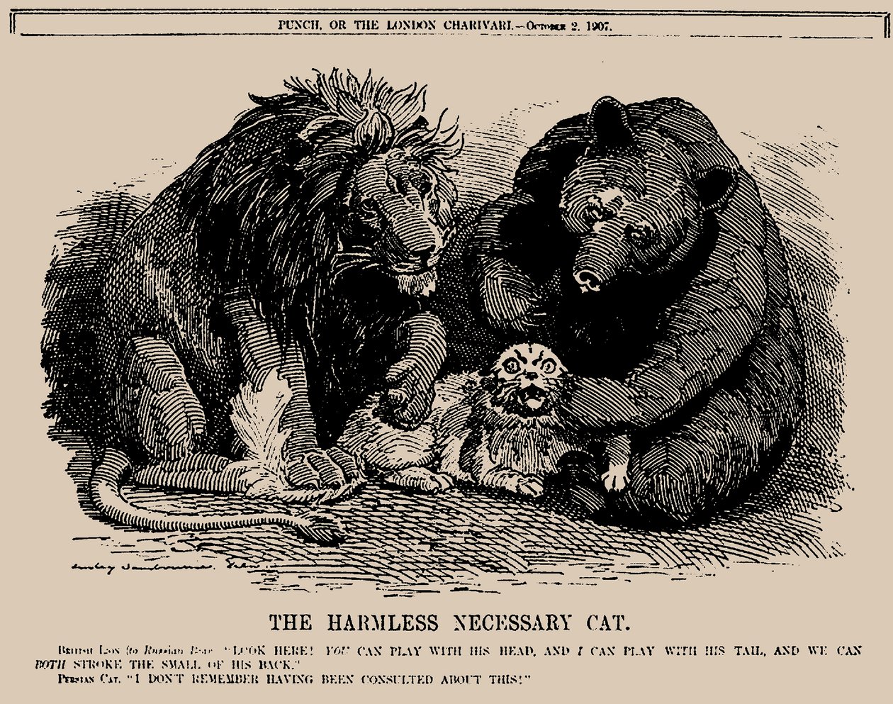 Zararsız Gerekli Kedi. Yumruk, 2 Ekim 1907, 1907. by Edward Linley Sambourne
