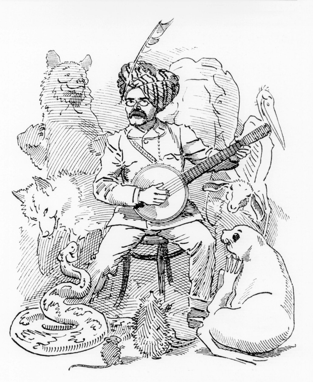 Punch, Rudyard Kipling'den Sambourne karikatürü için illüstrasyon (çizim) by Edward Linley Sambourne