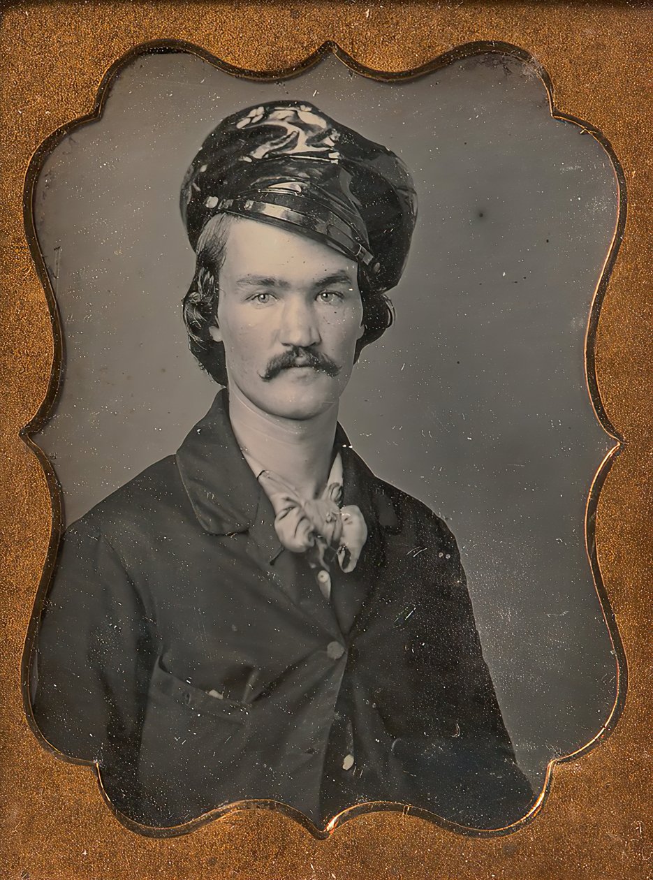 Yağlı Deri Şapkalı Bıyıklı Adam, 1854-55. by Edward M. Tyler