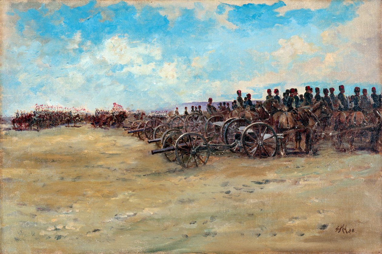 Kraliyet Atlı Topçu ve Mızrakçılar hareket etmeyi bekliyor, 1898 by Edward Matthew Hale
