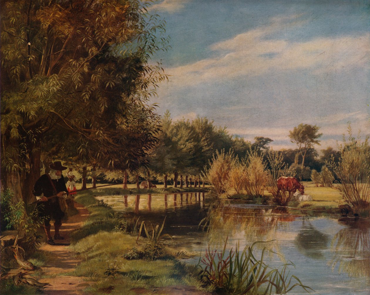 Izaak Walton olta balıkçılığı: Colne kıyısında bir yaz günü, 1938 by Edward Matthew Ward