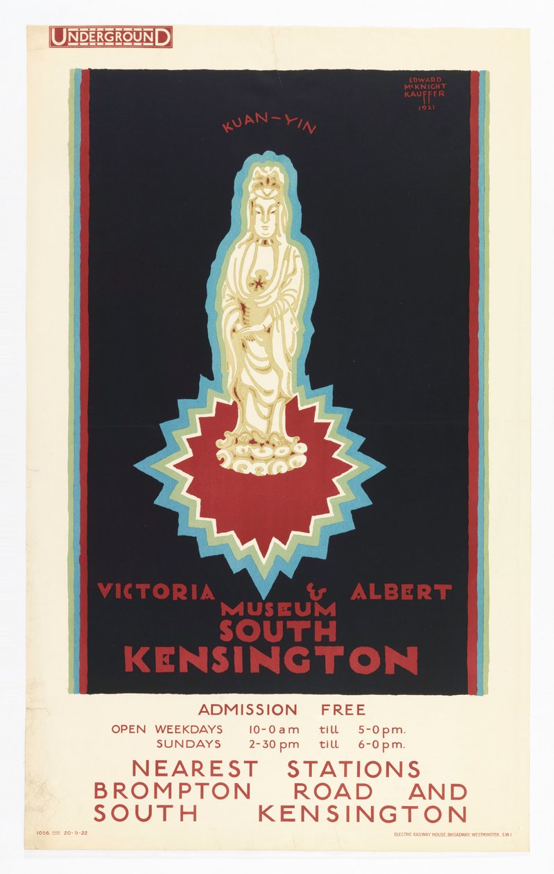 Poster, Victoria ve Albert Müzesi, Londra Metrosu için, 1921 by Edward McKnight Kauffer