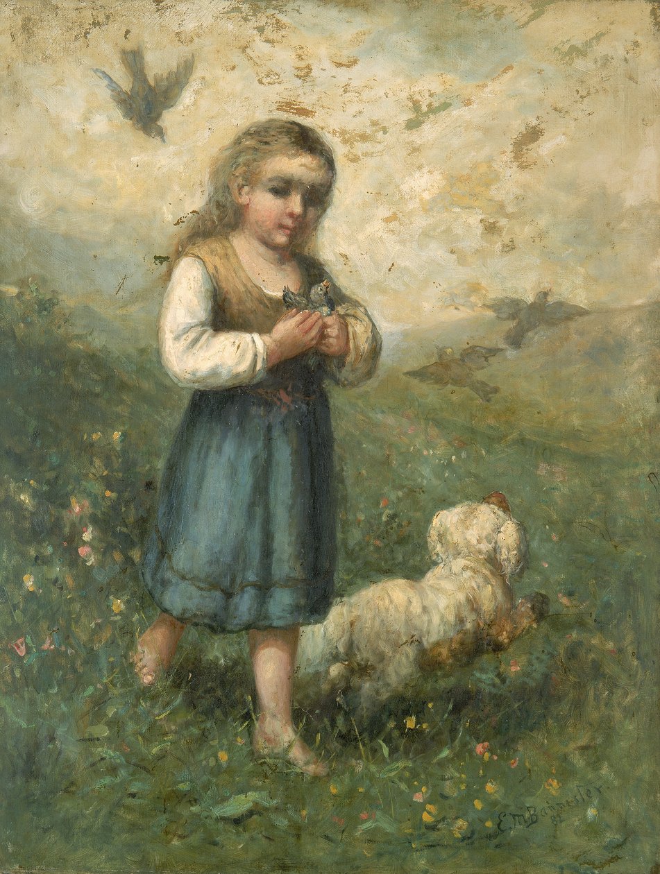 Kuşlu ve Köpekli Çocuk, 1882. by Edward Mitchell Bannister