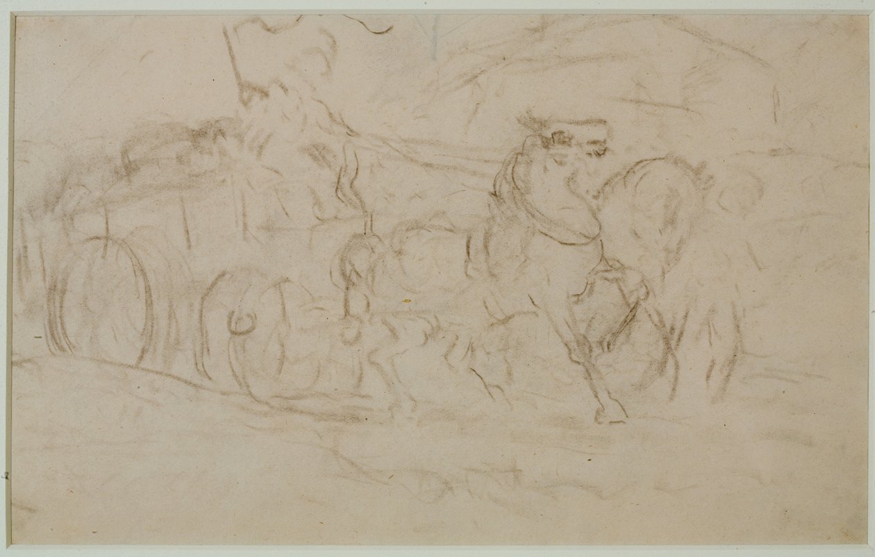 At ve Araba (#9), c. 1880'ler (kağıt üzerinde grafit) by Edward Mitchell Bannister