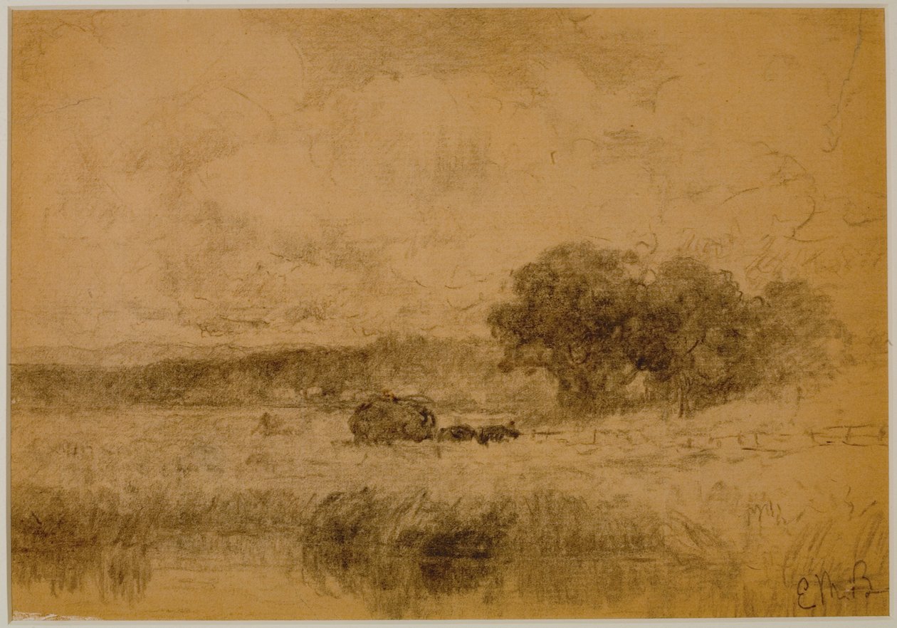 Peyzaj, Orman (#13) c. 1880 (kağıt üzerinde grafit) by Edward Mitchell Bannister