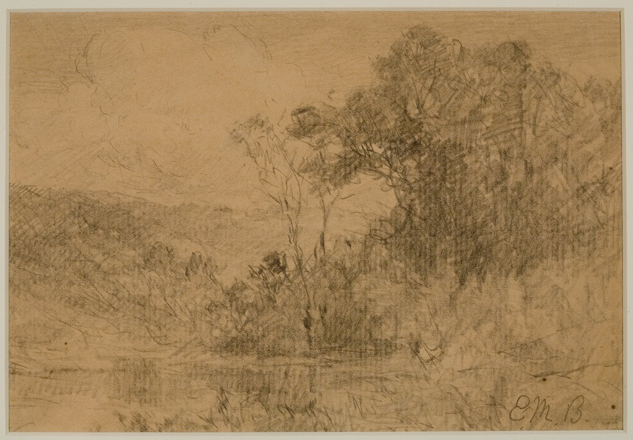 Peyzaj, Orman (#36) c. 1880'ler (kağıt üzerinde grafit) by Edward Mitchell Bannister