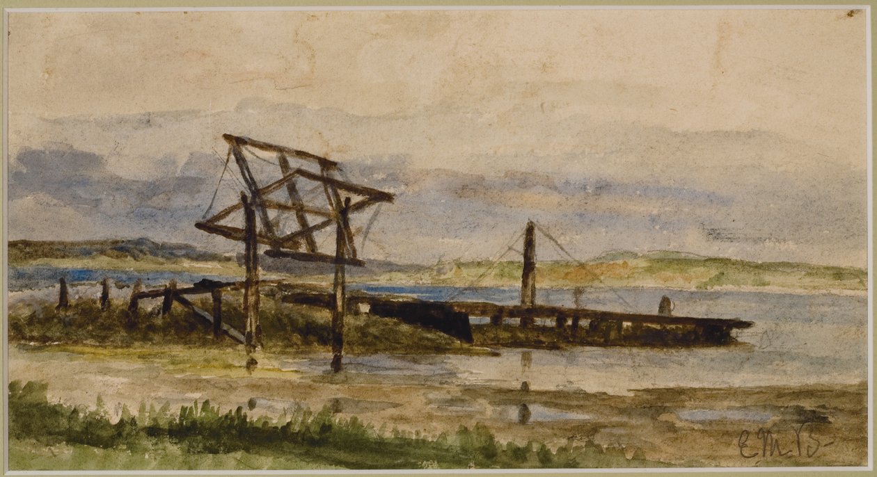 Rıhtım, Deniz ve Plaj Manzaralı (#18), c. 1880 (kağıt üzerine sulu boya) by Edward Mitchell Bannister
