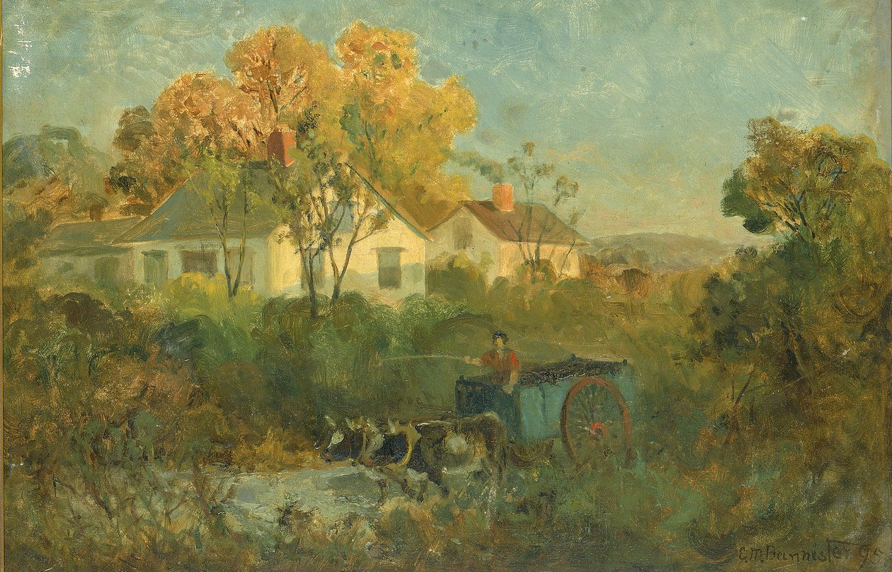 Havuzda öküzlü arabadaki İçme Havuzu adamı, 1895. by Edward Mitchell Bannister