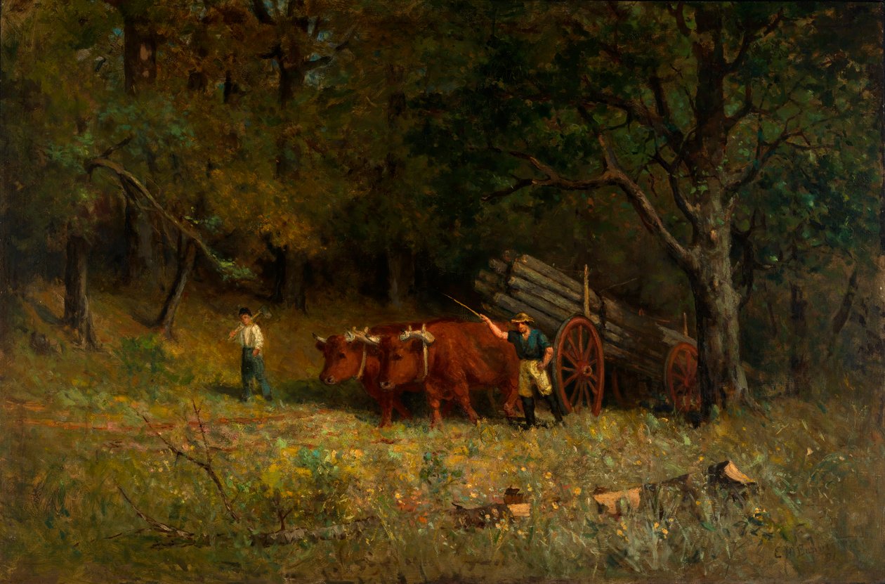 İsimsiz çocuk ve öküzlü adam, 1891. by Edward Mitchell Bannister