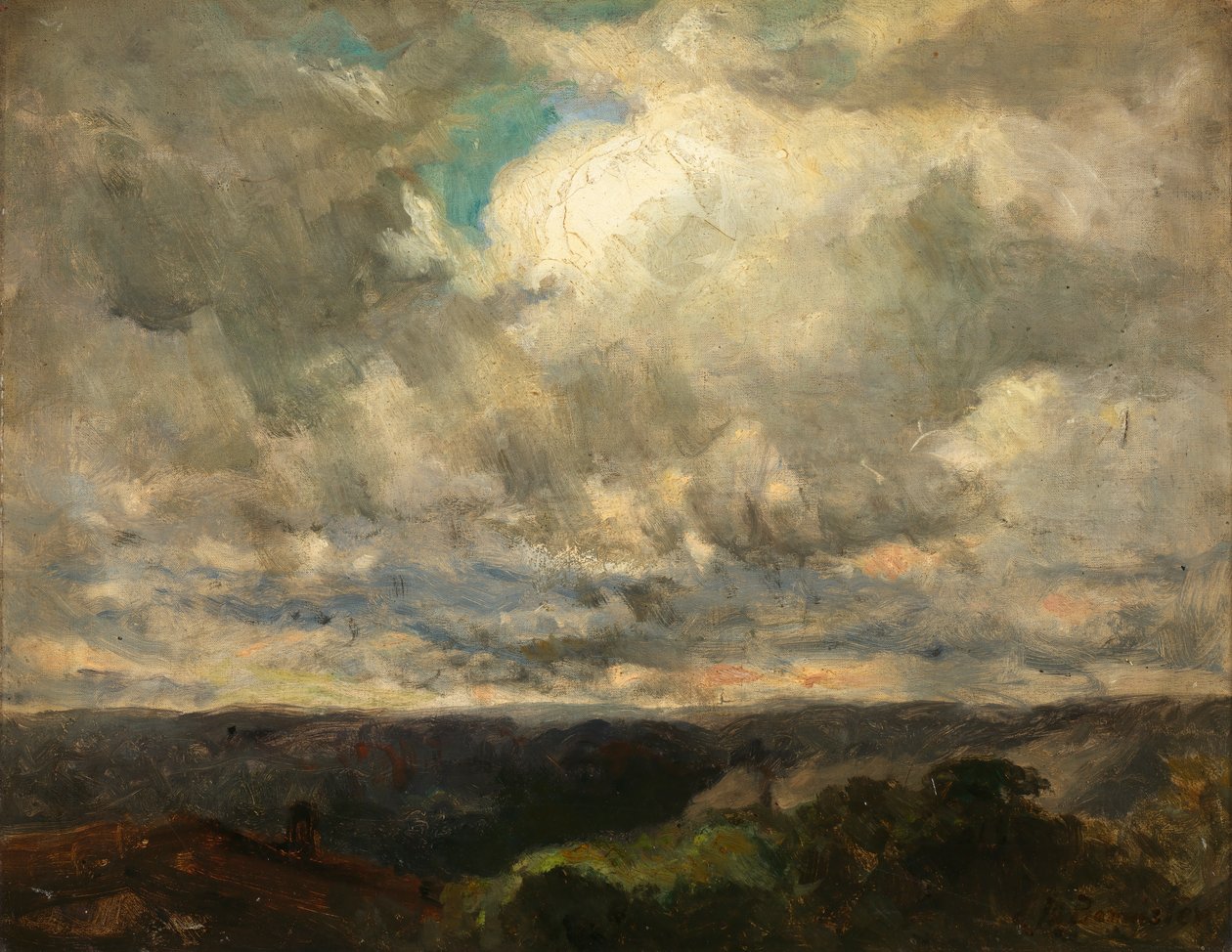 İsimsiz manzara, bulutlu gökyüzü. by Edward Mitchell Bannister
