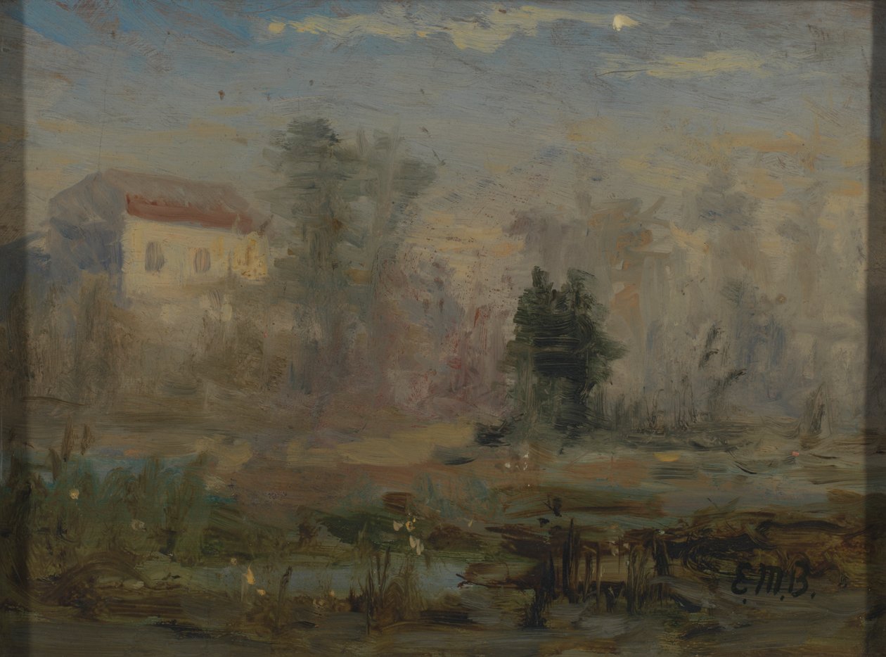 Arka planda ev olan isimsiz manzara, n.d. by Edward Mitchell Bannister