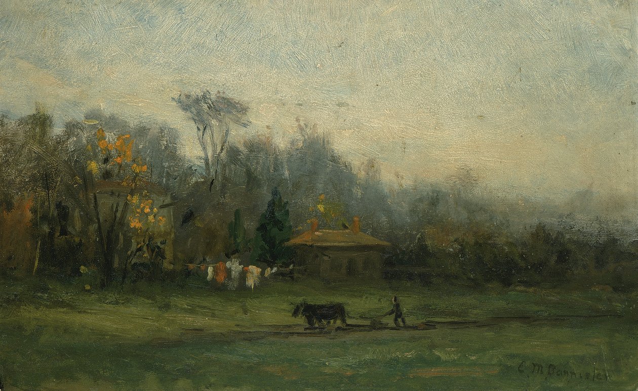 Tarlaları süren adamın olduğu isimsiz manzara, n.d. by Edward Mitchell Bannister